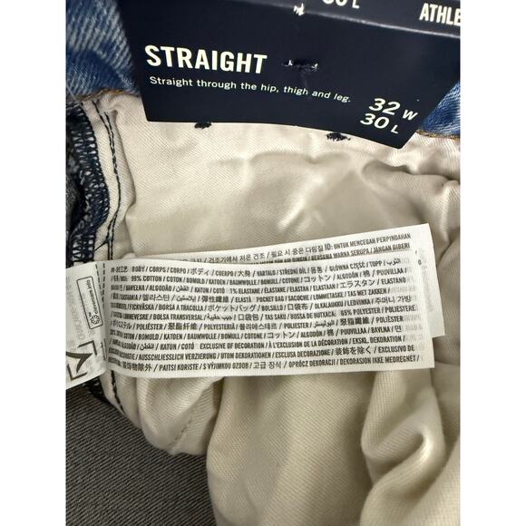 NWT Abercrombie & Fitch Vintage Stretch Athletic Straight Jeans 32x30 Blue Wash - Picture 9 of 13